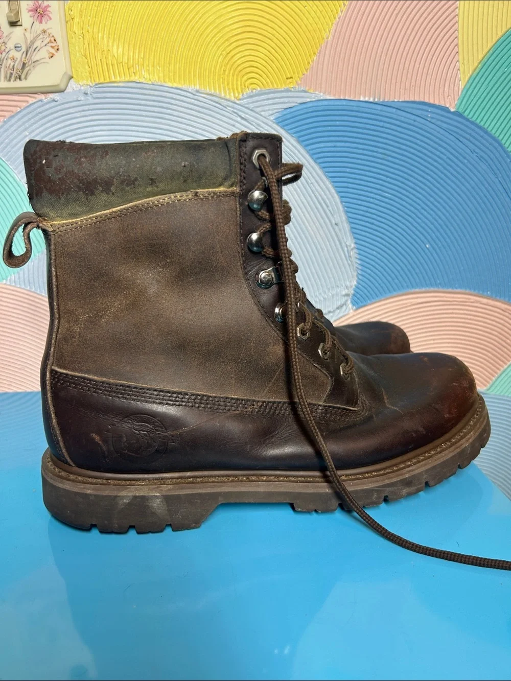 Brahma Men's Dark Brown Lace-Up Leather Work Boots sz 11